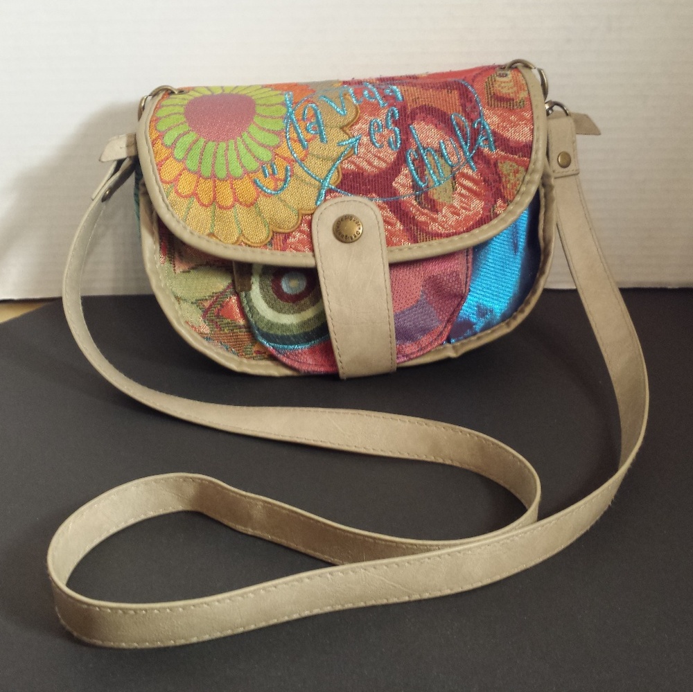 Desigual Crossbody Taupe Multicolored Handbag